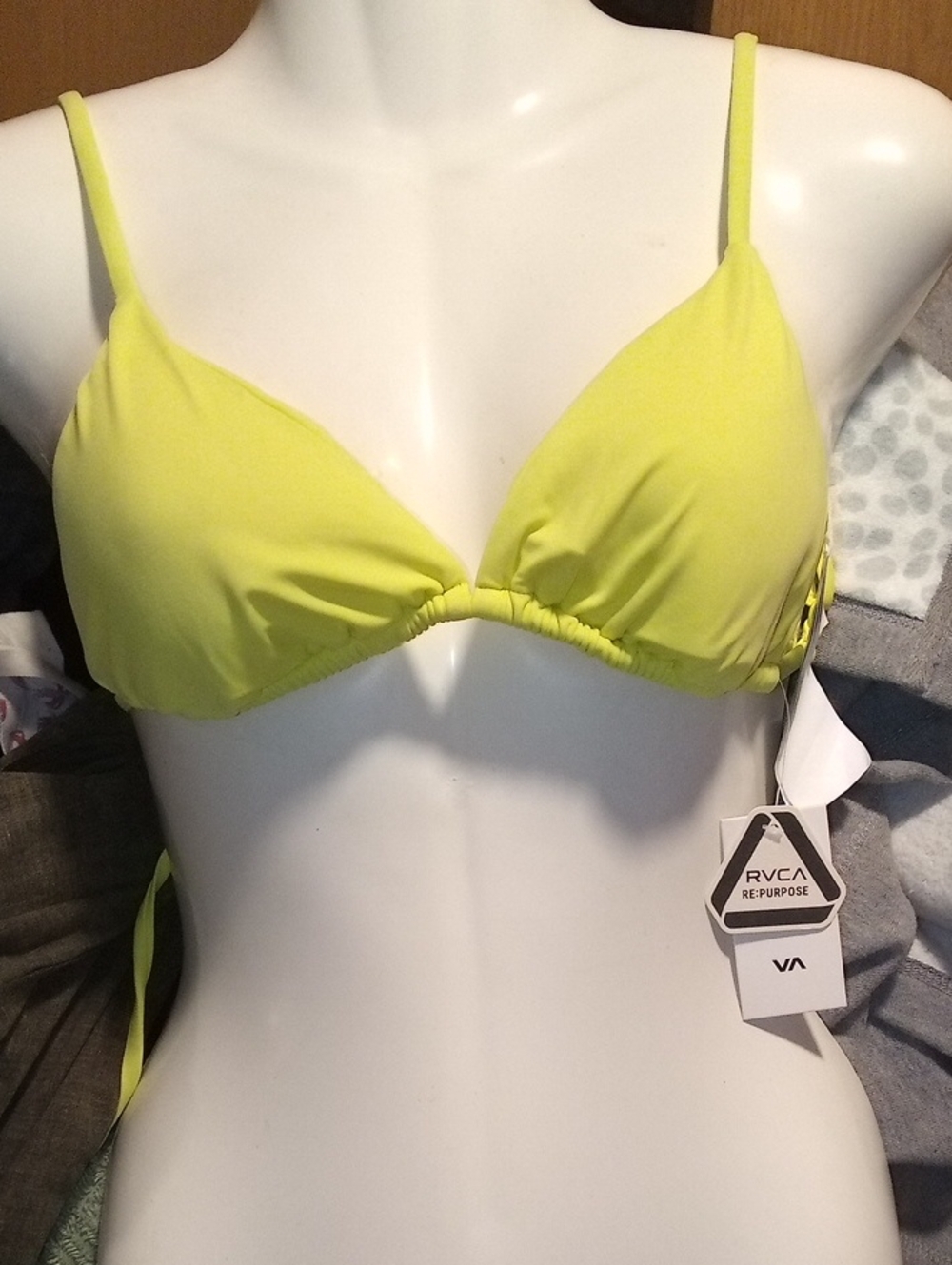 RVCA Lime Yellow Triangle Bikini Top